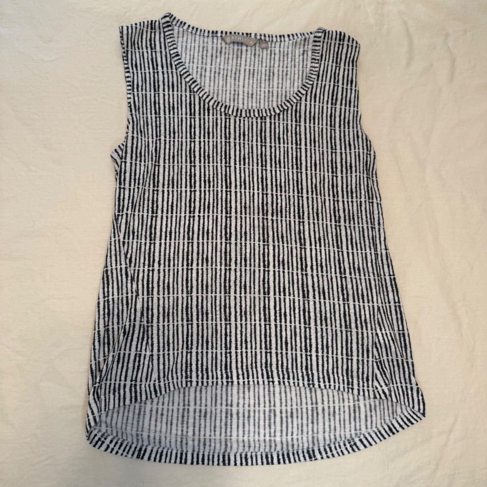 Athleta Womens Small White & Black Striped Sleeveless Tank Top